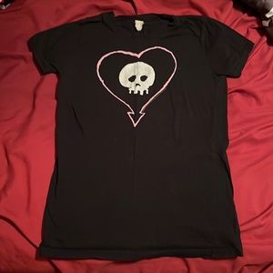 Alkaline Trio Heartskull Black and Pink Women’s Fitted T